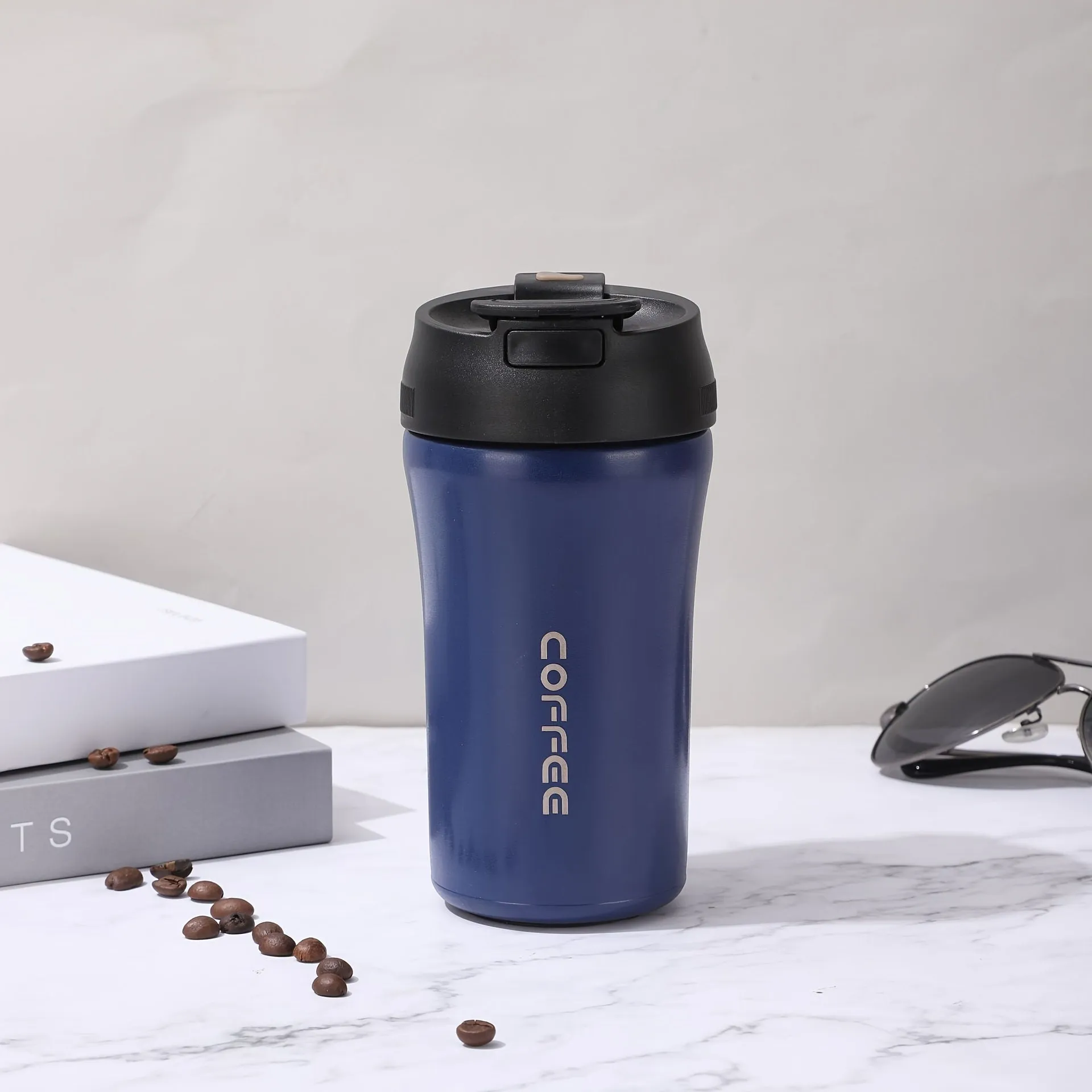 1pc, 13.53oz Stainless Steel Coffee Mug - Portable Insulated Bottle With Straw, Insulated Car Vacuum Flask For Hot & Cold Drinks !