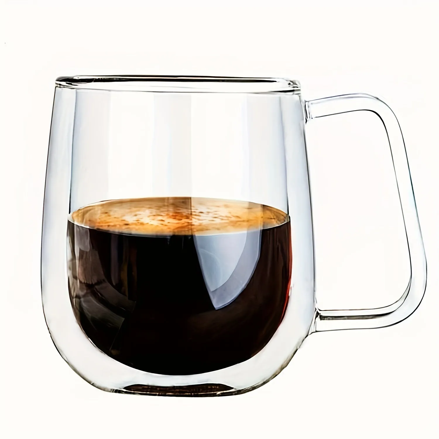 1pc Double Walled Insulated Glass Mug - Kitchen & Dining Essential for Hot and Cold Beverages - 350ml/11.84oz, 250ml/8.45oz, Borosilicate Glass, Creative Transparent Design, Durable Handle, Microwave and Dishwasher Safe