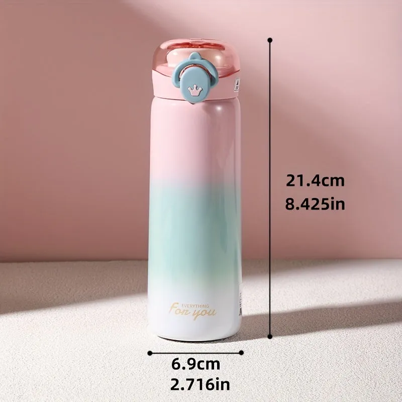 1pc Gradient Color Vacuum Flask Travel Mug - Premium Insulated, Leak-proof, Stylish Design for Hot & Cold Drinks, Perfect Seasonal Drinkware, Adorable Gift for Girls