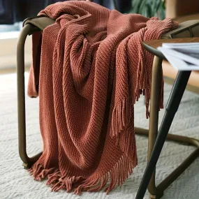 1pc Lustrous Chenille Throw Blanket - Cozy Bohemian Knit for Home Aesthetics - Super-Soft, Versatile & All-Season Luxury Couch Cover, Perfect Gift Idea