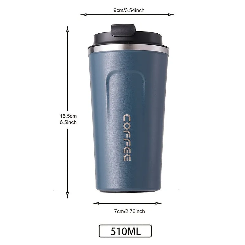 1pc Premium Double-Walled Insulated Stainless Steel Travel Mug - Keeps Drinks Hot/Cold for Hours, 510ml/17.2oz Reusable Vacuum Tumbler Cup for Coffee, Tea, Commuting, and Outdoor Activities - Durable, Leak-Proof, and Easy to Clean