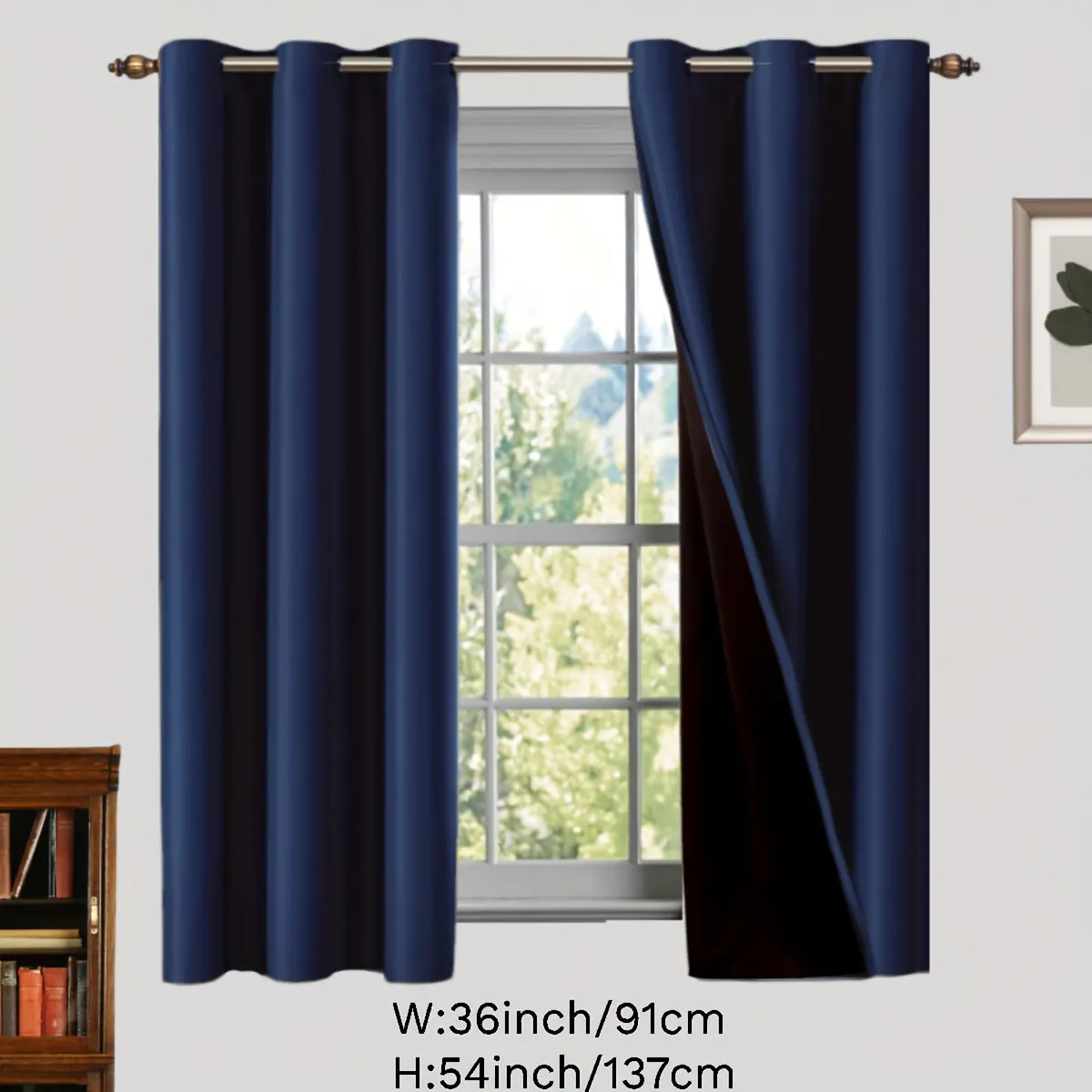 2 Panels Blackout Curtain Polyester Coated Insulated Blackout Grommet Top Curtains For Bedroom, Living Room, Home Decor, Room Decor