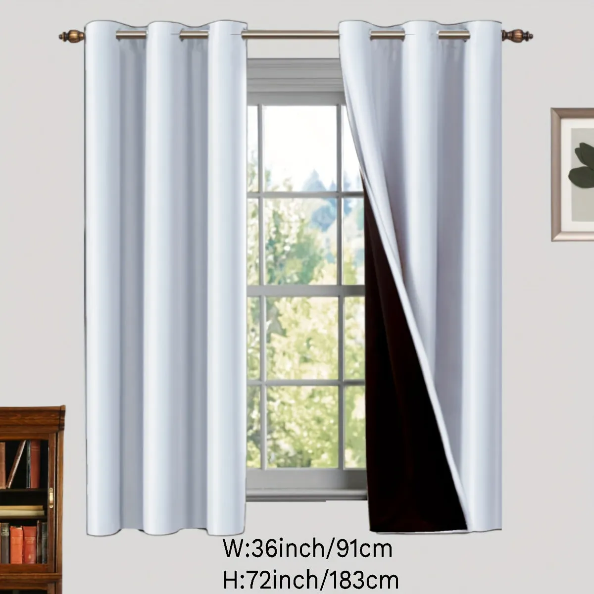 2 Panels Blackout Curtain Polyester Coated Insulated Blackout Grommet Top Curtains For Bedroom, Living Room, Home Decor, Room Decor