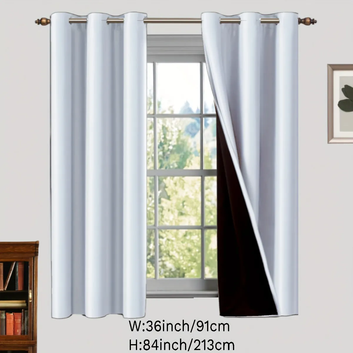 2 Panels Blackout Curtain Polyester Coated Insulated Blackout Grommet Top Curtains For Bedroom, Living Room, Home Decor, Room Decor