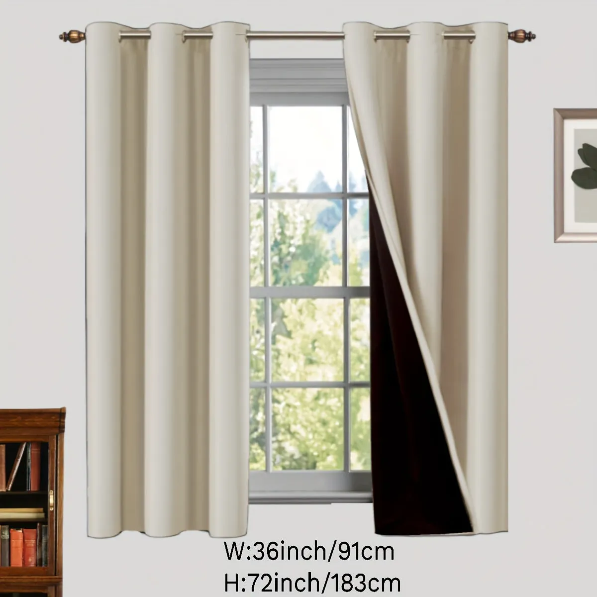 2 Panels Blackout Curtain Polyester Coated Insulated Blackout Grommet Top Curtains For Bedroom, Living Room, Home Decor, Room Decor