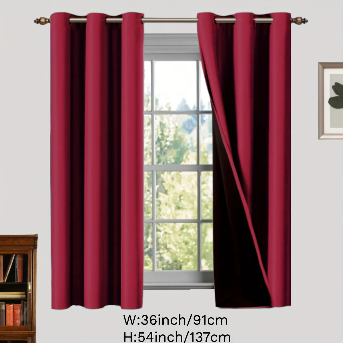 2 Panels Blackout Curtain Polyester Coated Insulated Blackout Grommet Top Curtains For Bedroom, Living Room, Home Decor, Room Decor