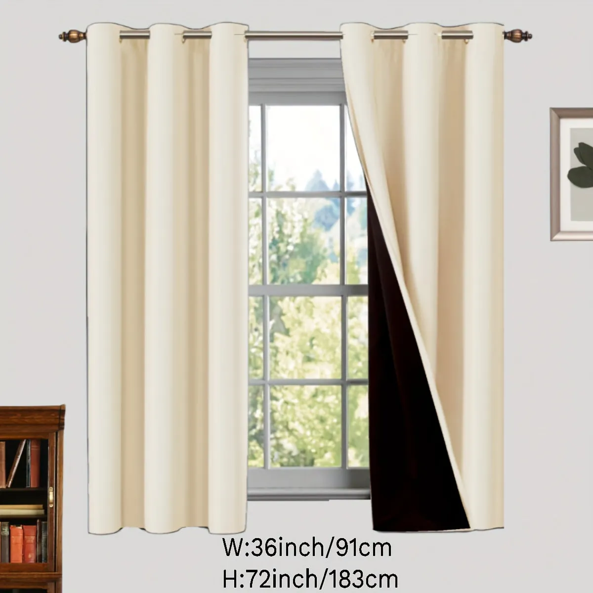 2 Panels Blackout Curtain Polyester Coated Insulated Blackout Grommet Top Curtains For Bedroom, Living Room, Home Decor, Room Decor