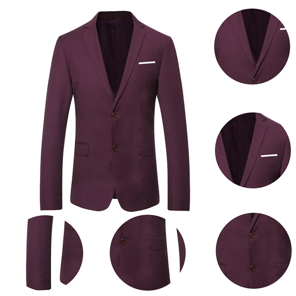 3-Piece Notched Lapel Casual Suit DrakRed