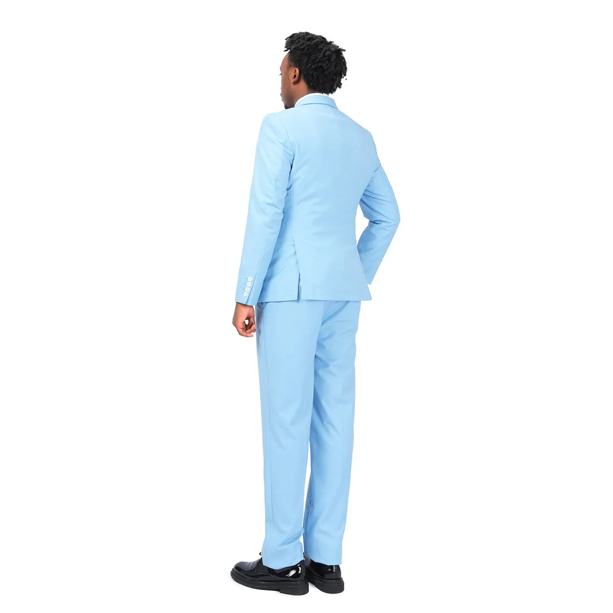 3-Piece One Button Formal Suit Light Blue Suit