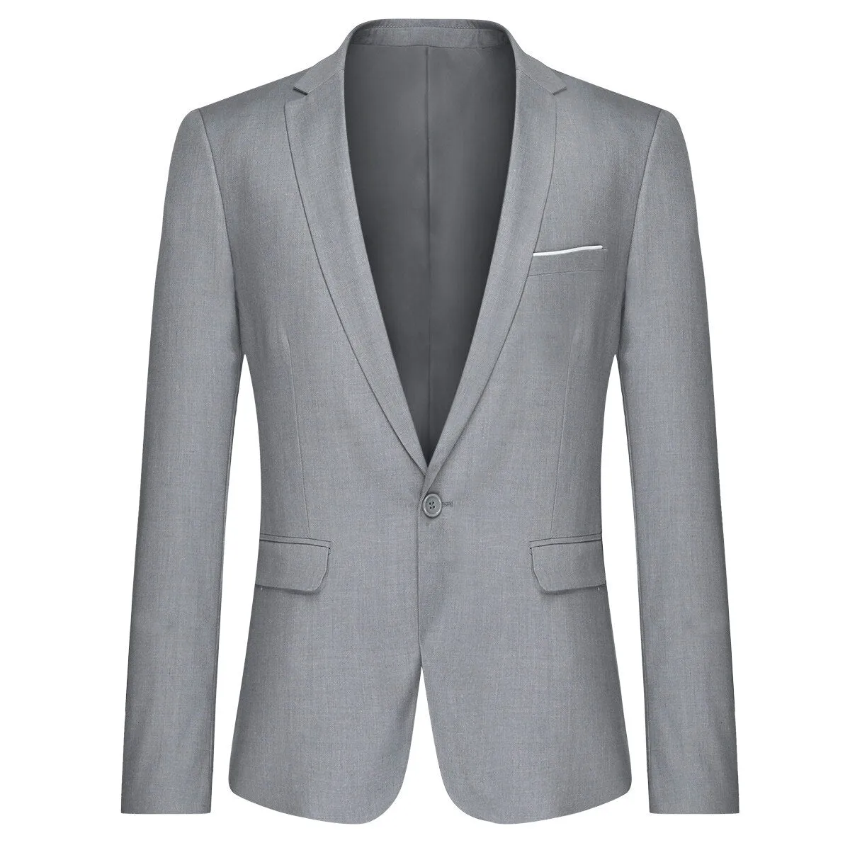 3-Piece One Button Formal Suit Light Grey Suit