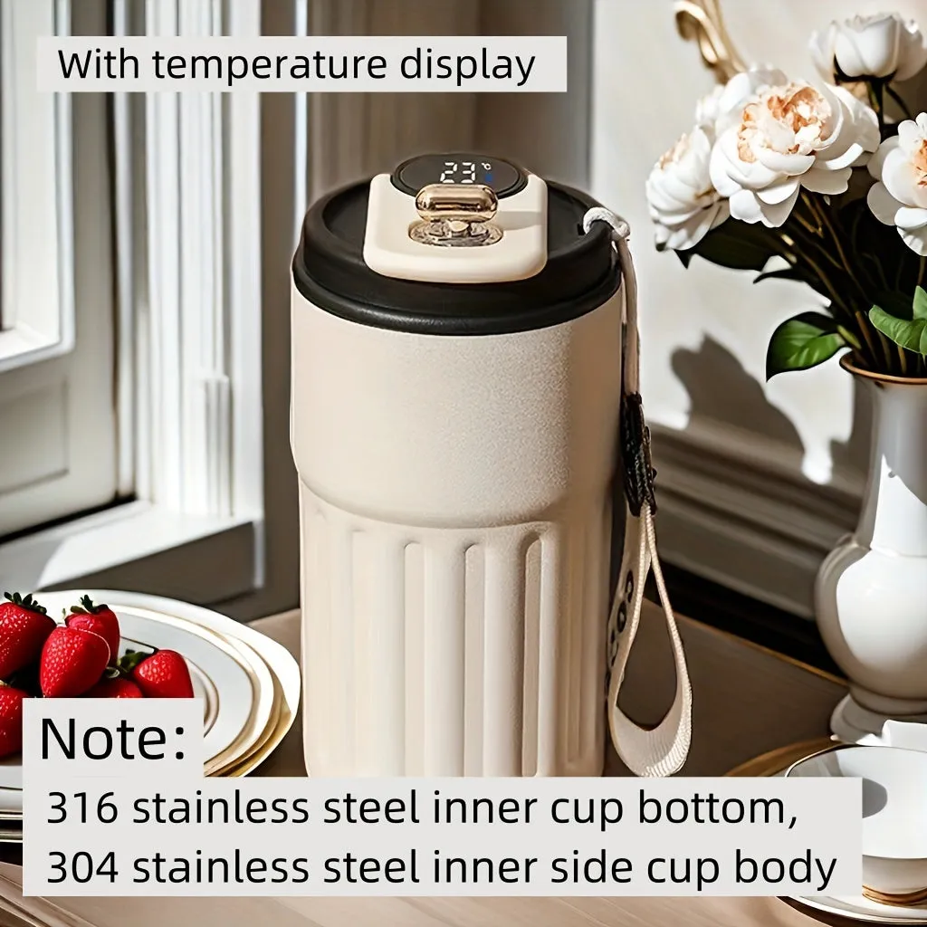 460ml Insulated Smart Mug - 316 Stainless Steel, Splash-Proof, Portable Travel Tumbler for Hot/Cold Beverages, Perfect Gift for Any Occasion