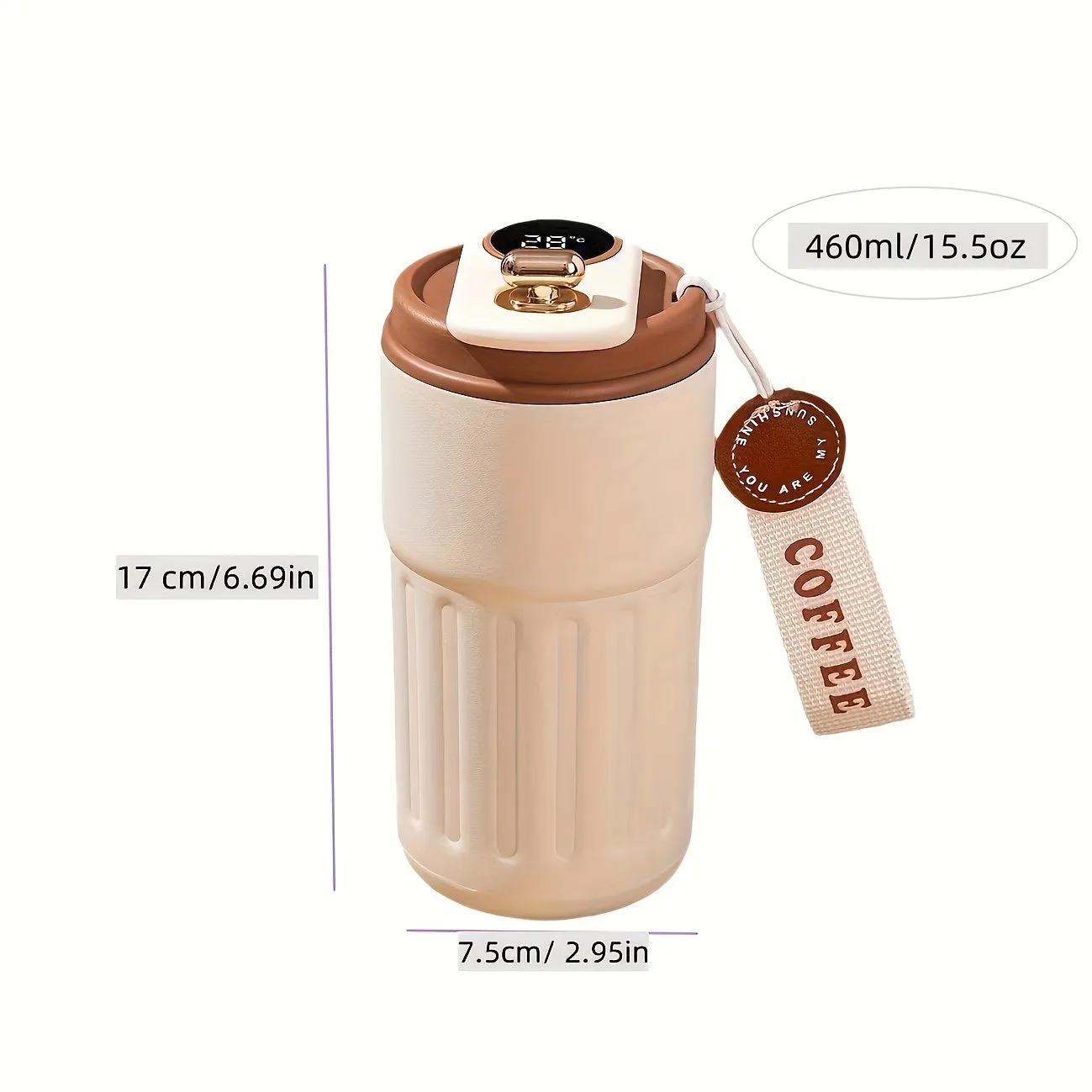 460ml Insulated Smart Mug - 316 Stainless Steel, Splash-Proof, Portable Travel Tumbler for Hot/Cold Beverages, Perfect Gift for Any Occasion