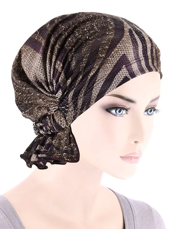 ABBEY-711#The Abbey Cap in Purp Brown Stripe Animal