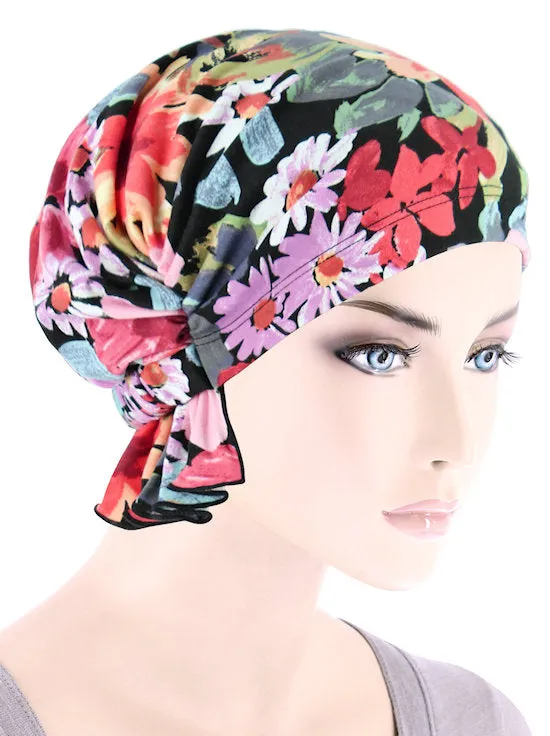 Abbey Cap Black Coral Bold Floral