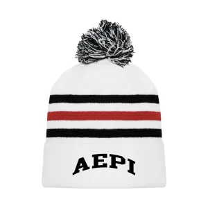 AEPi White Hockey Knit Beanie