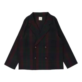 Analogie Plaid Blazer in Burgundy