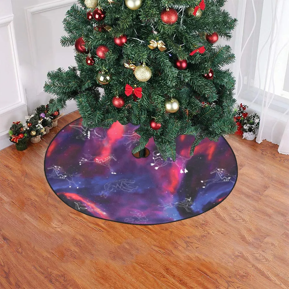 Animal Ancestors 3 Blue Pink Swirl Christmas Tree Skirt 47" x 47"