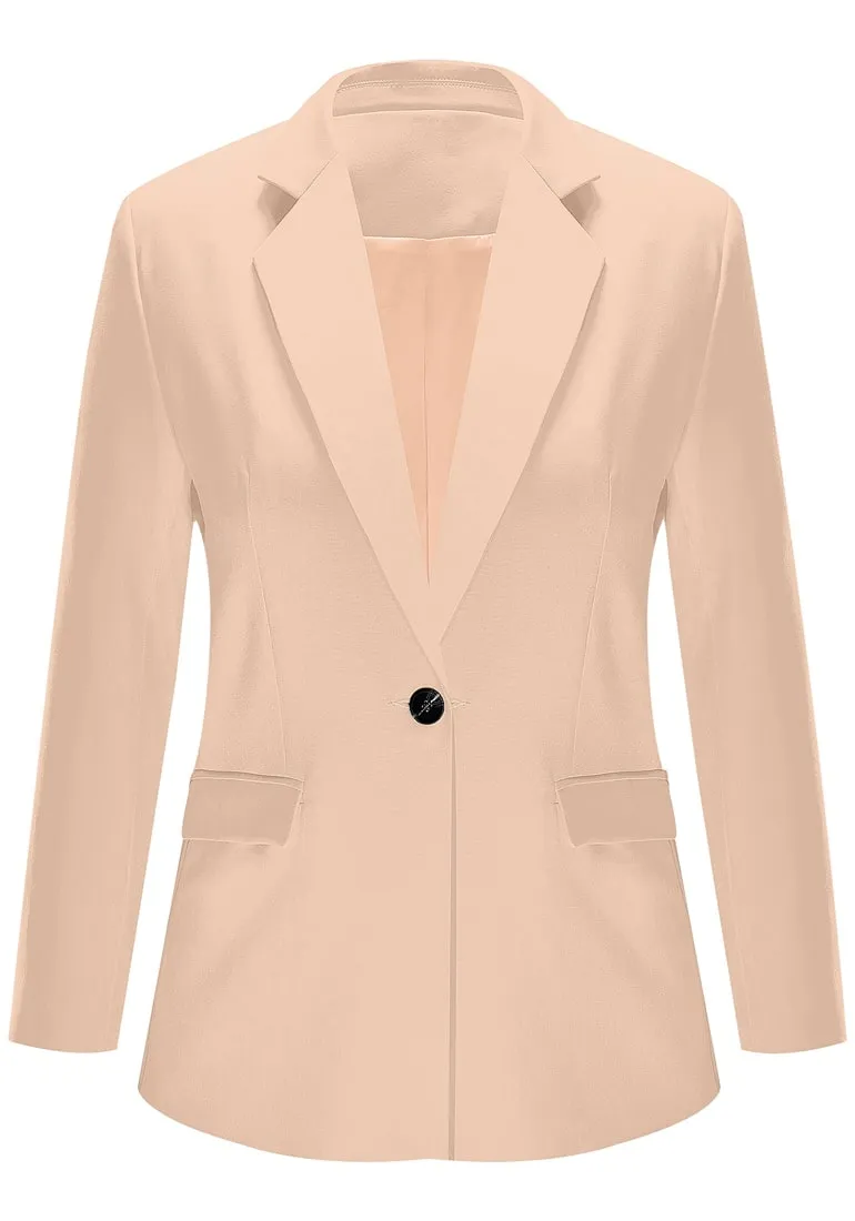 Apricot Notch Lapel Single-Button Blazer