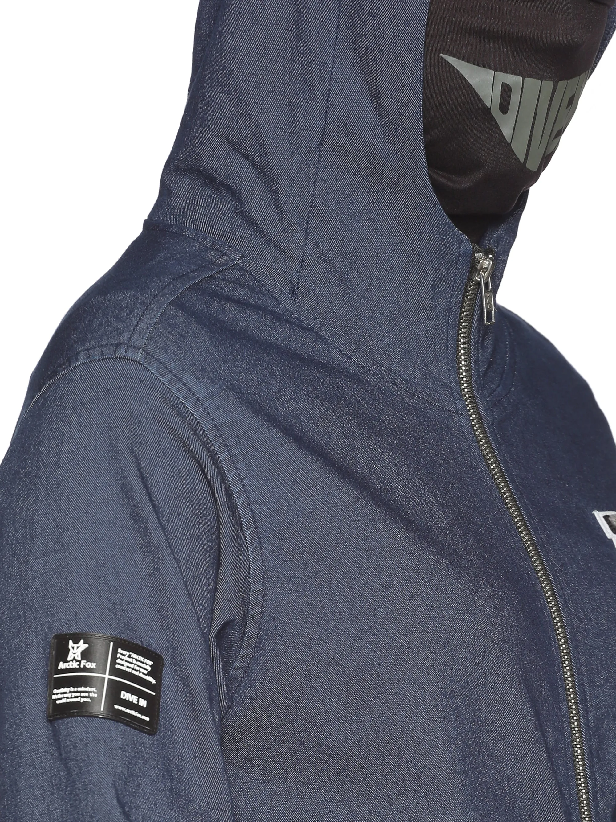 ArcticFox Female Denim Blue sweatshirt with Integrated Mask & Hoodies