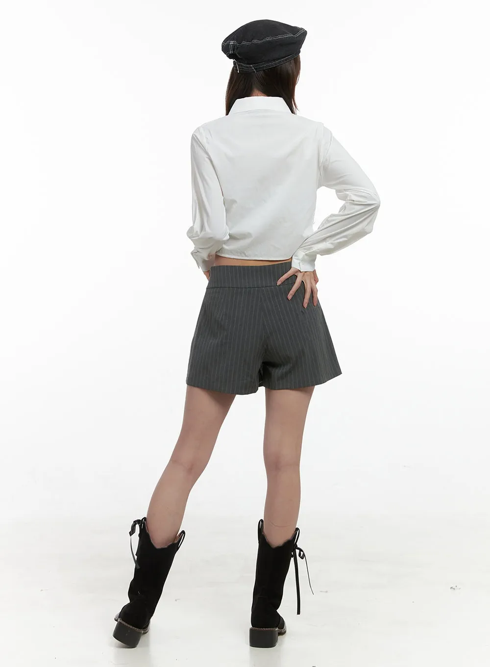 Asymmetric Striped Mini Skirt OS416