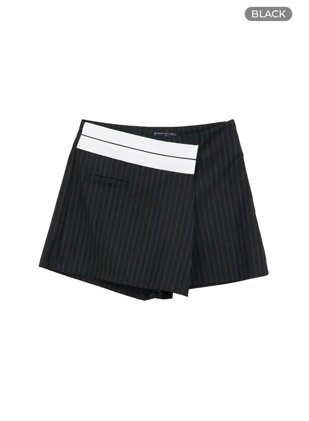 Asymmetric Striped Mini Skirt OS416