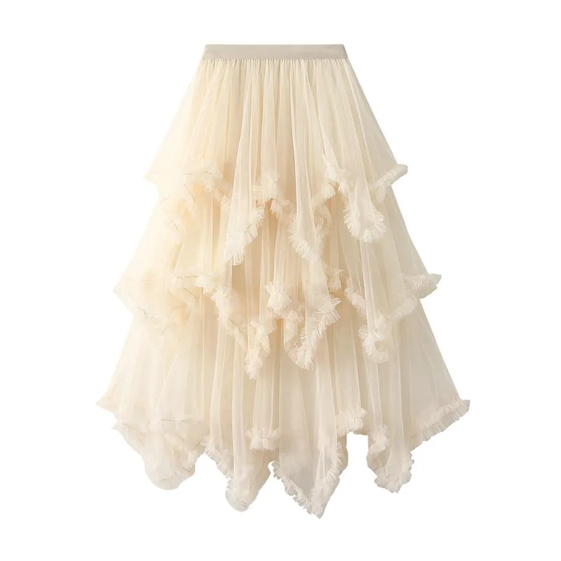 Baby Blue Aysmmetrical Hem Tulle Skirt