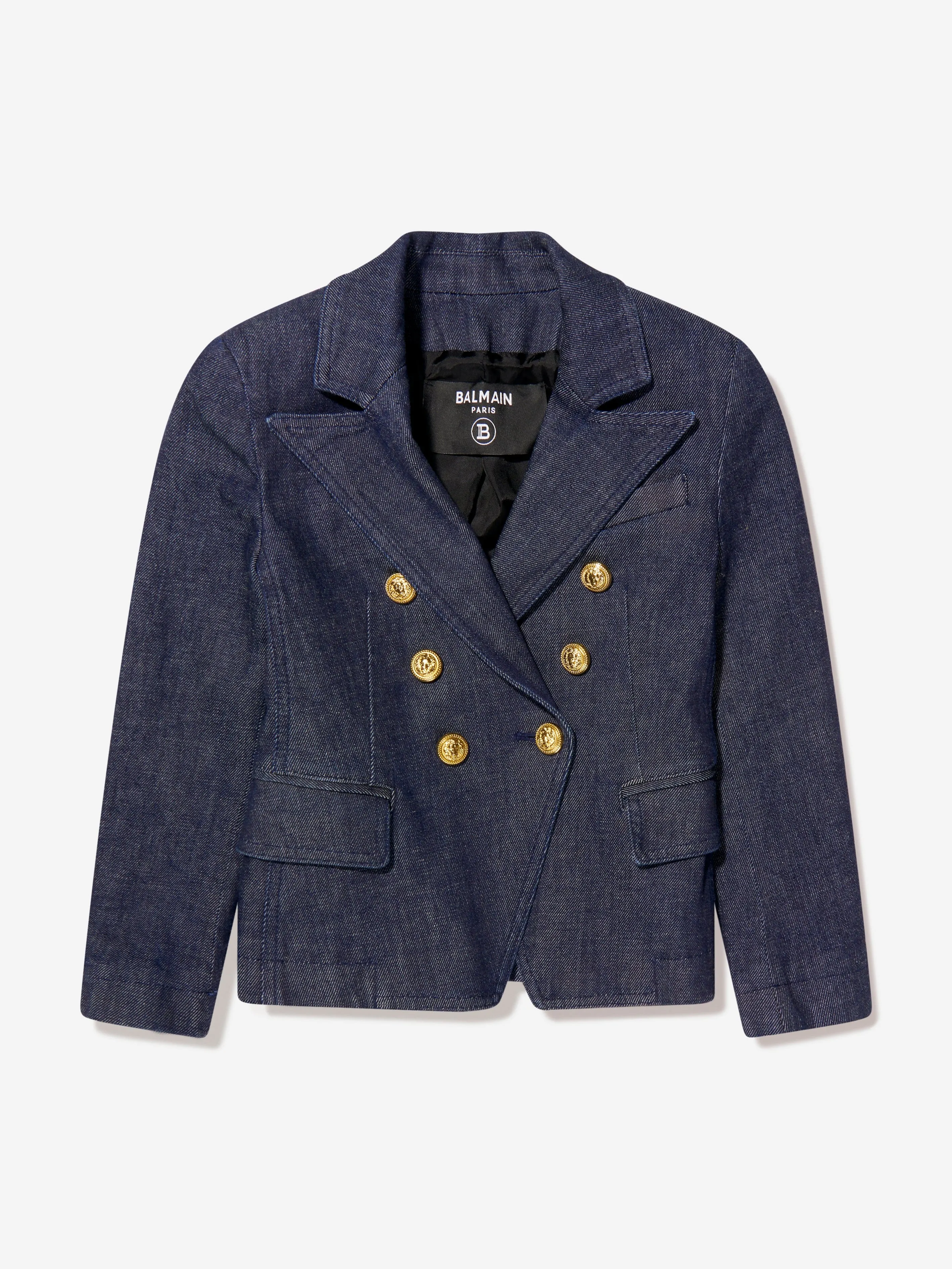 Balmain Girls Double Breasted Blazer in Blue