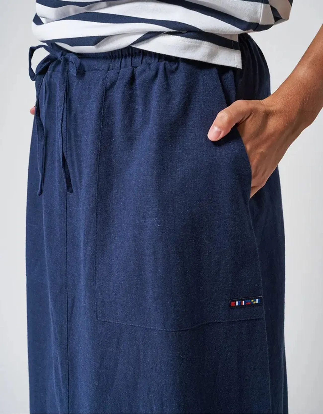 Batela Linen Blend Maxi Skirt NAVY