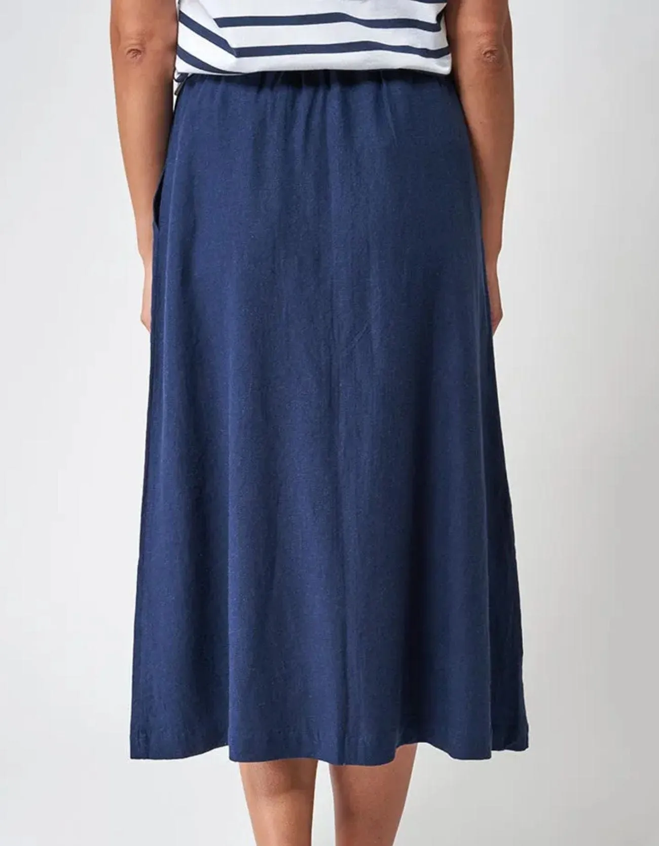 Batela Linen Blend Maxi Skirt NAVY