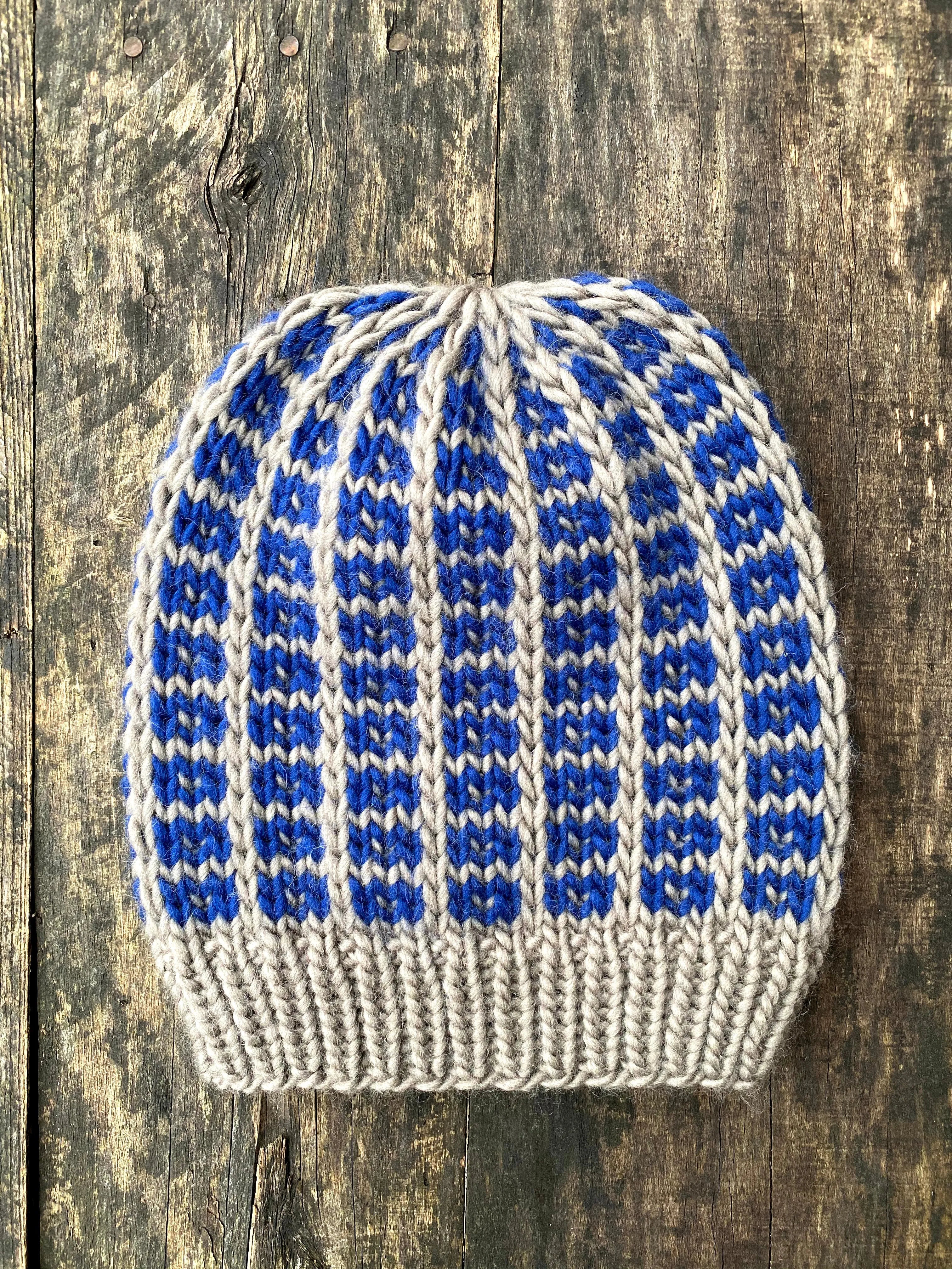 Beanie for the Boyz knitting PATTERN mosaic knitting colorwork