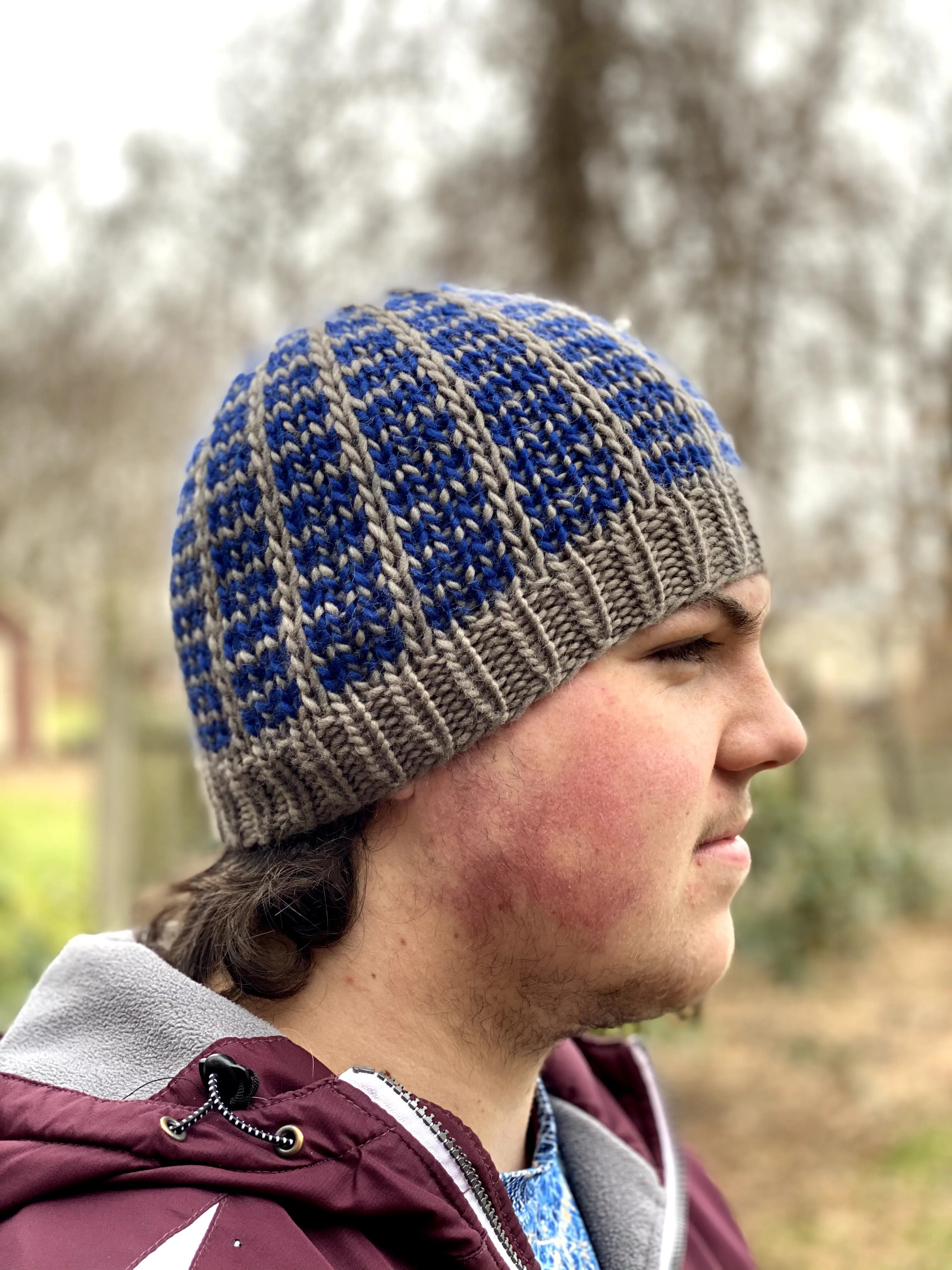 Beanie for the Boyz knitting PATTERN mosaic knitting colorwork