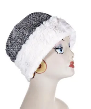 Beanie Hat, Structured -  Frozen Tundra Upholstery with Cuddly Faux Fur in Ivory - One Medium Left!