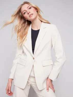 Beige Blazer with Rushed Back