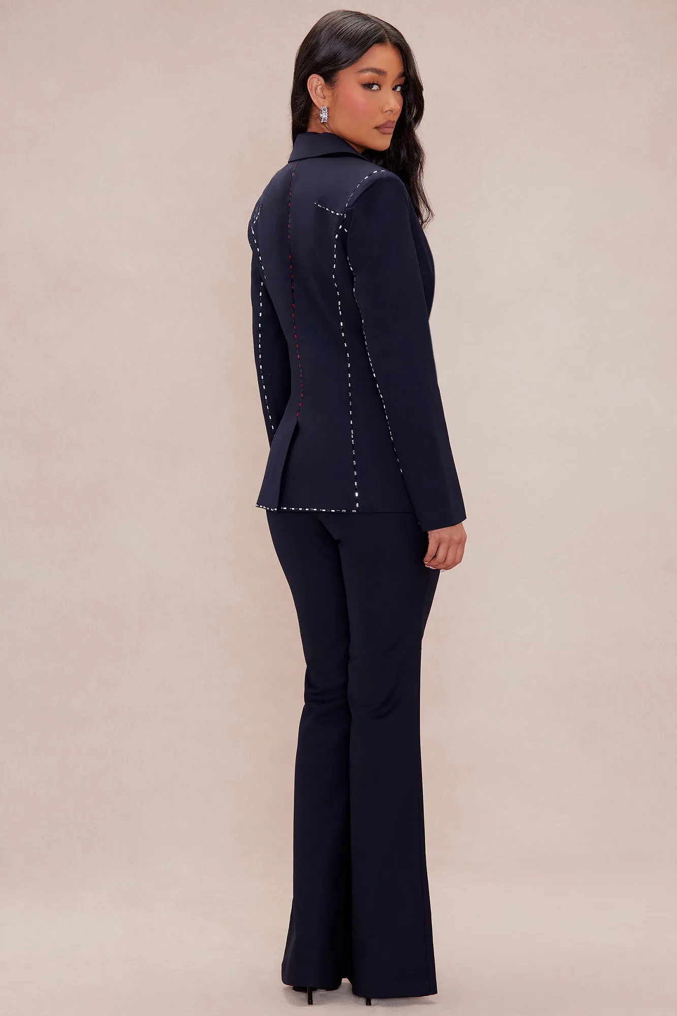 Bianca Embellished Suit Set - Navy