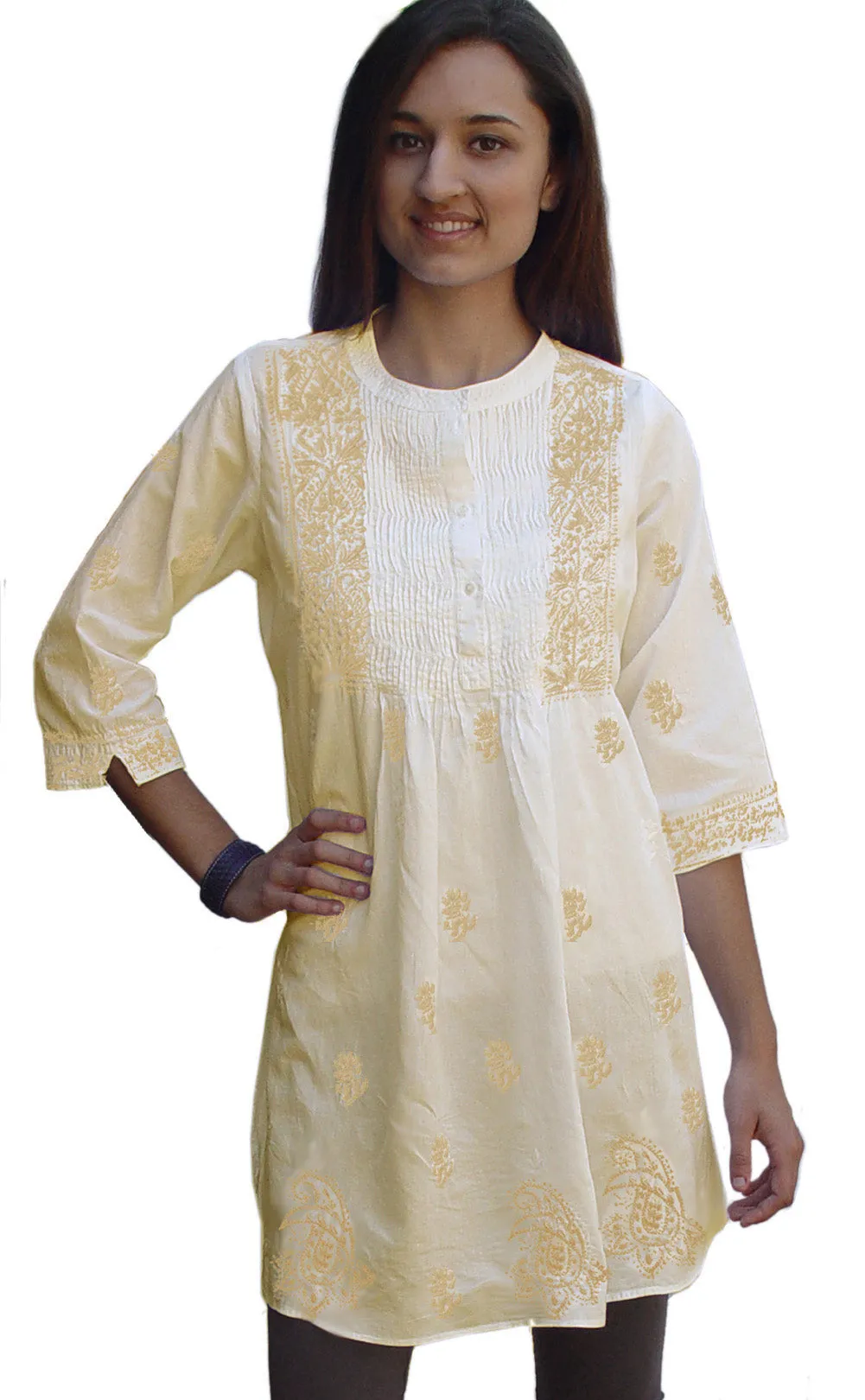 BIBA Hand Embroidered Cotton Tunic (Plus Sizes)