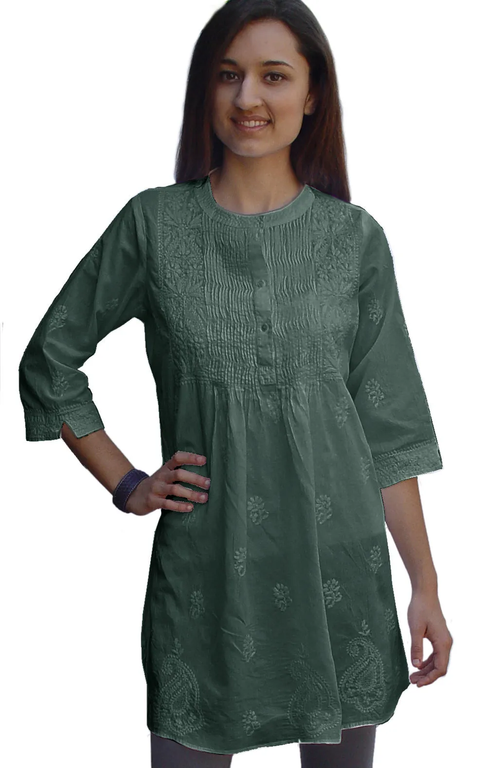 BIBA Hand Embroidered Cotton Tunic (Plus Sizes)