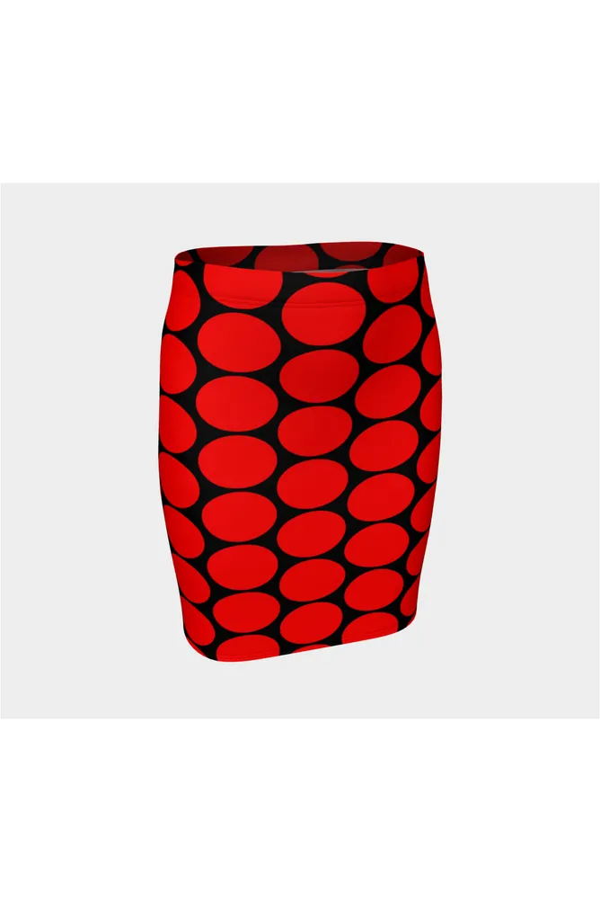 Big Red Ovals Fitted Skirt