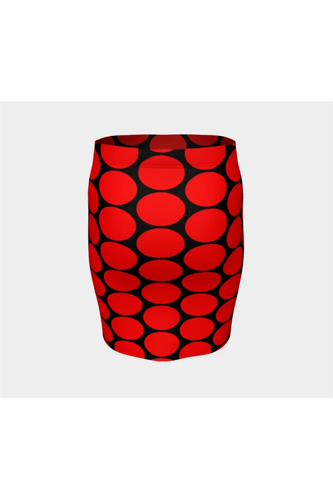 Big Red Ovals Fitted Skirt