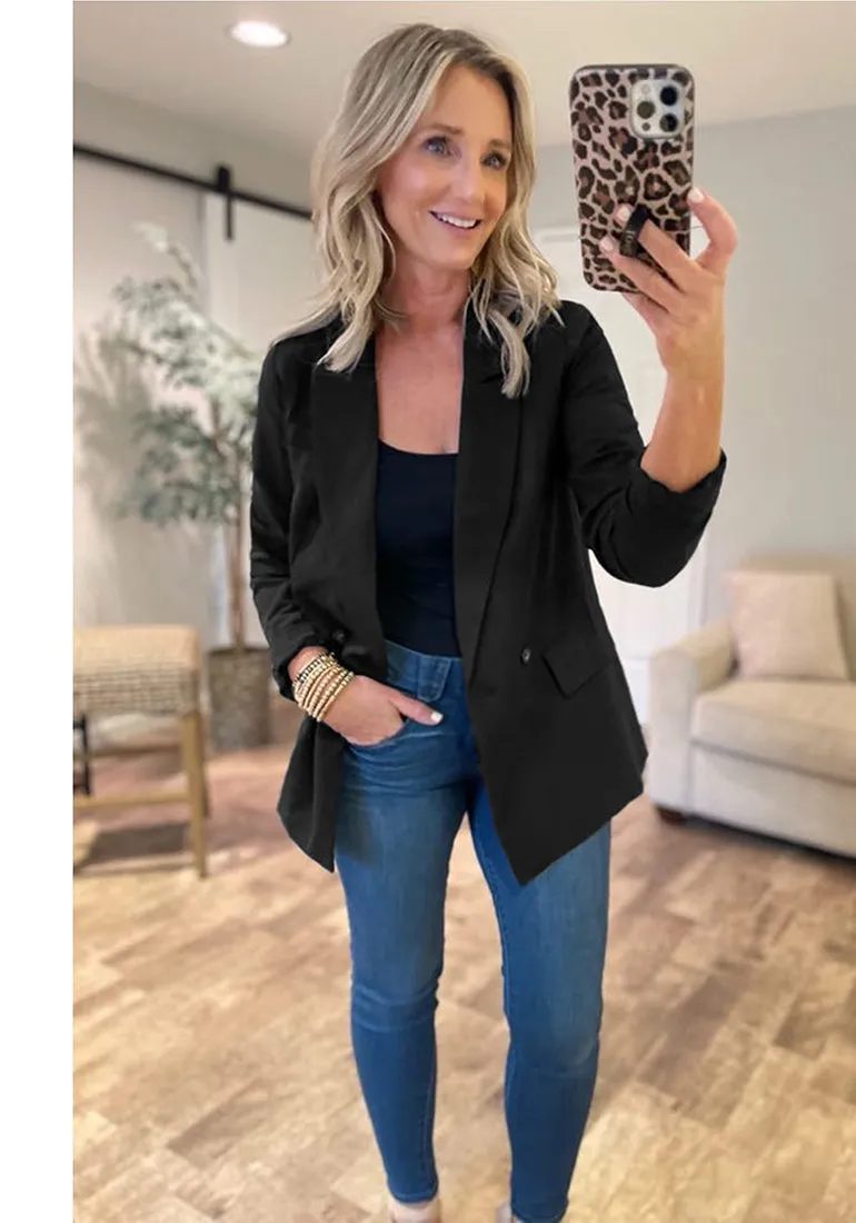 Black Blazer Jackets for Women Business Casual Outfits Work Office Blazers Lightweight Dressy Suits with Pocket