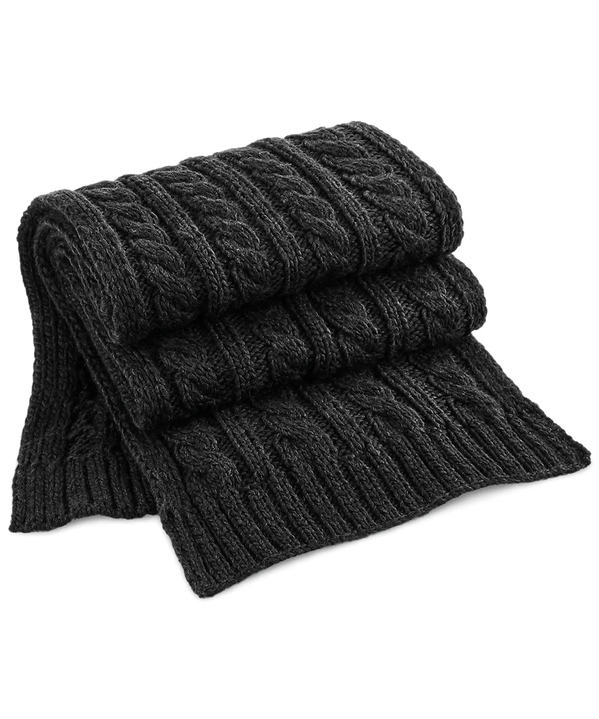 Black - Cable knit melange scarf