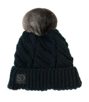 Black Chinchilla Fur Beanie