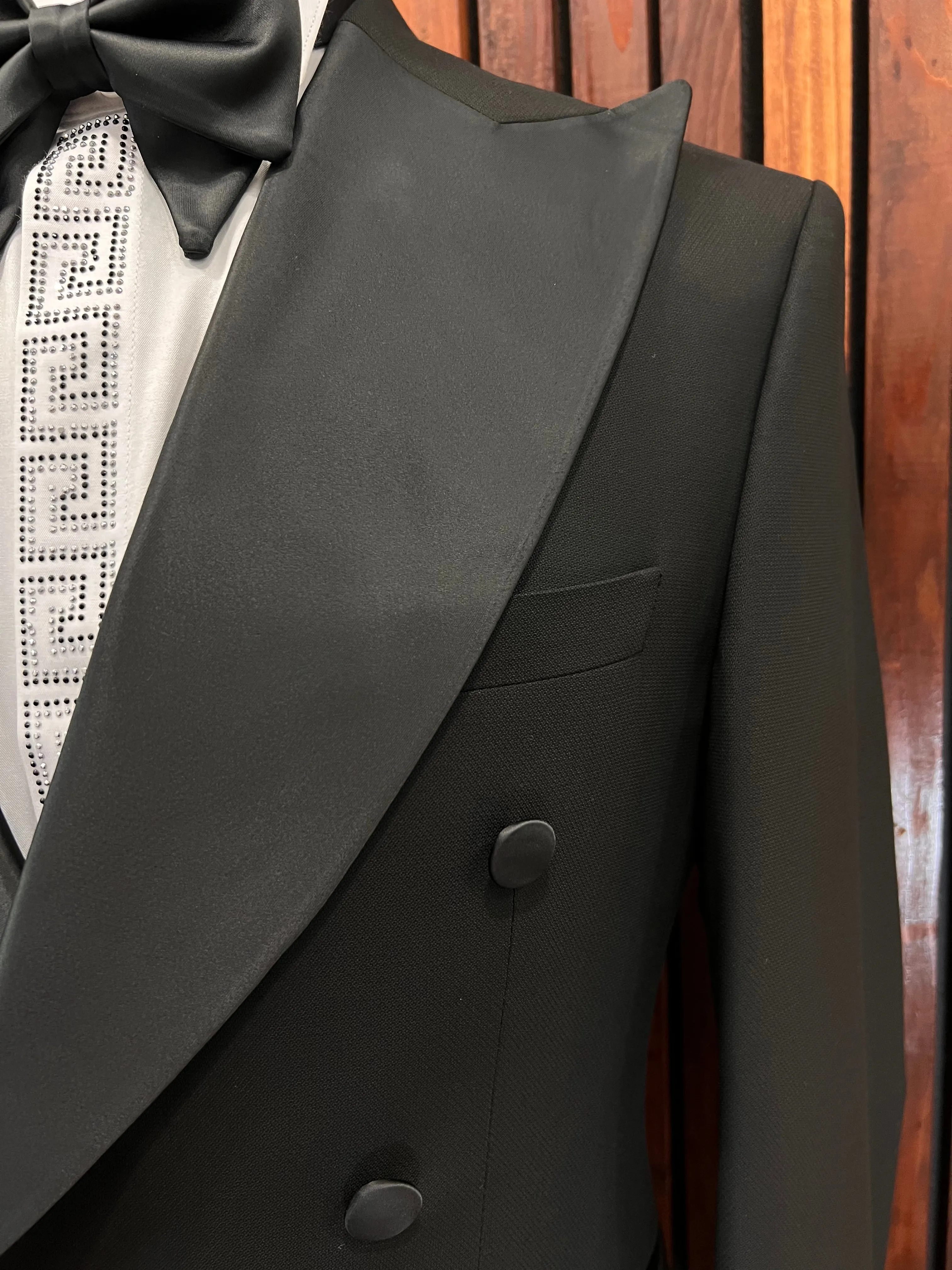 Black Double Breasted Tuxedo Black Buttons | Slim Fit |