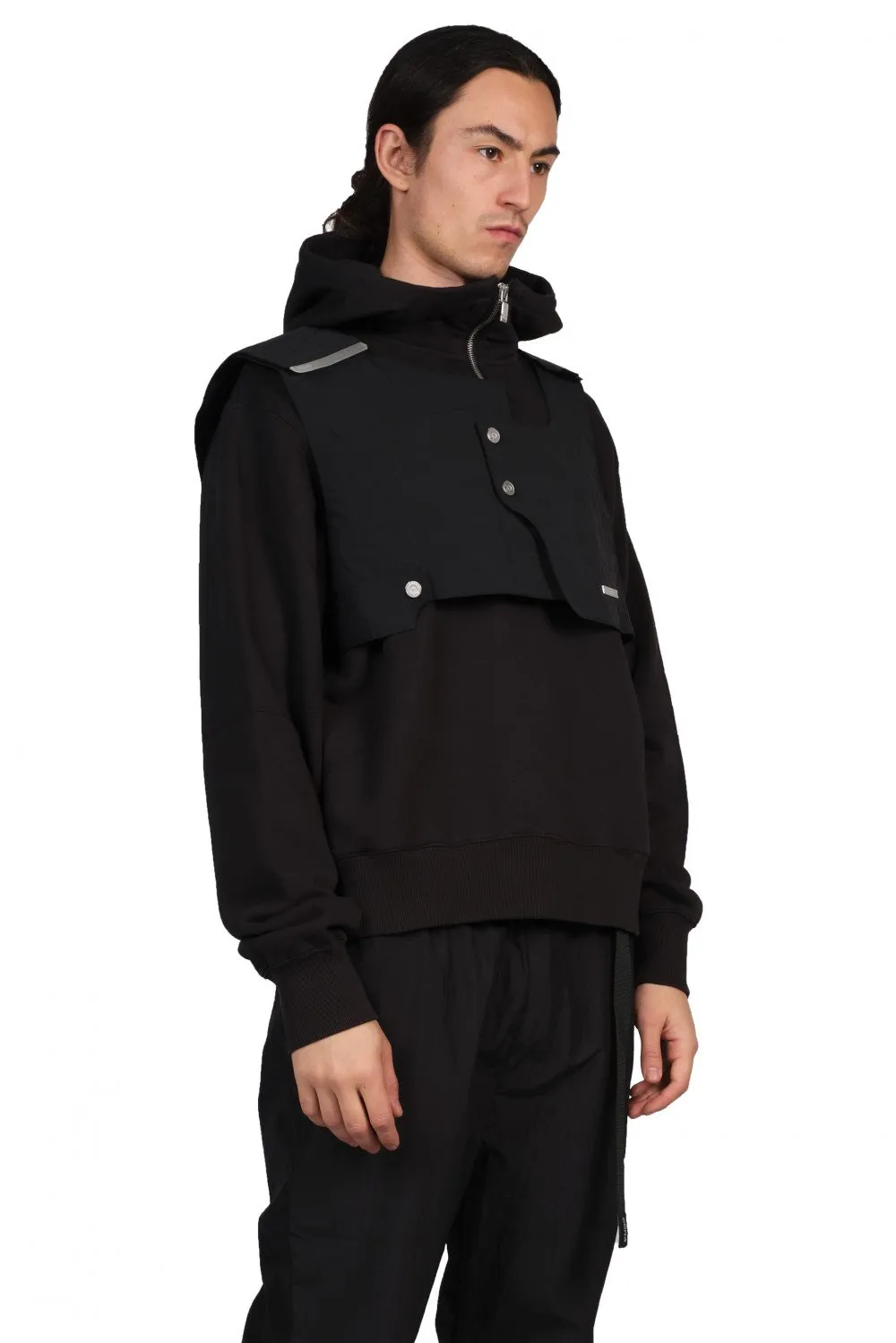 Black Double Layer Hoodie