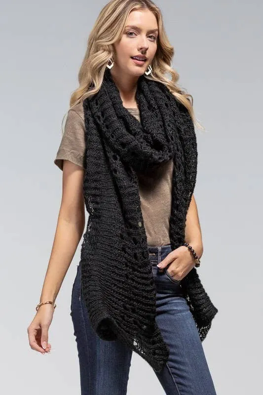 Black Open Knit Scarf