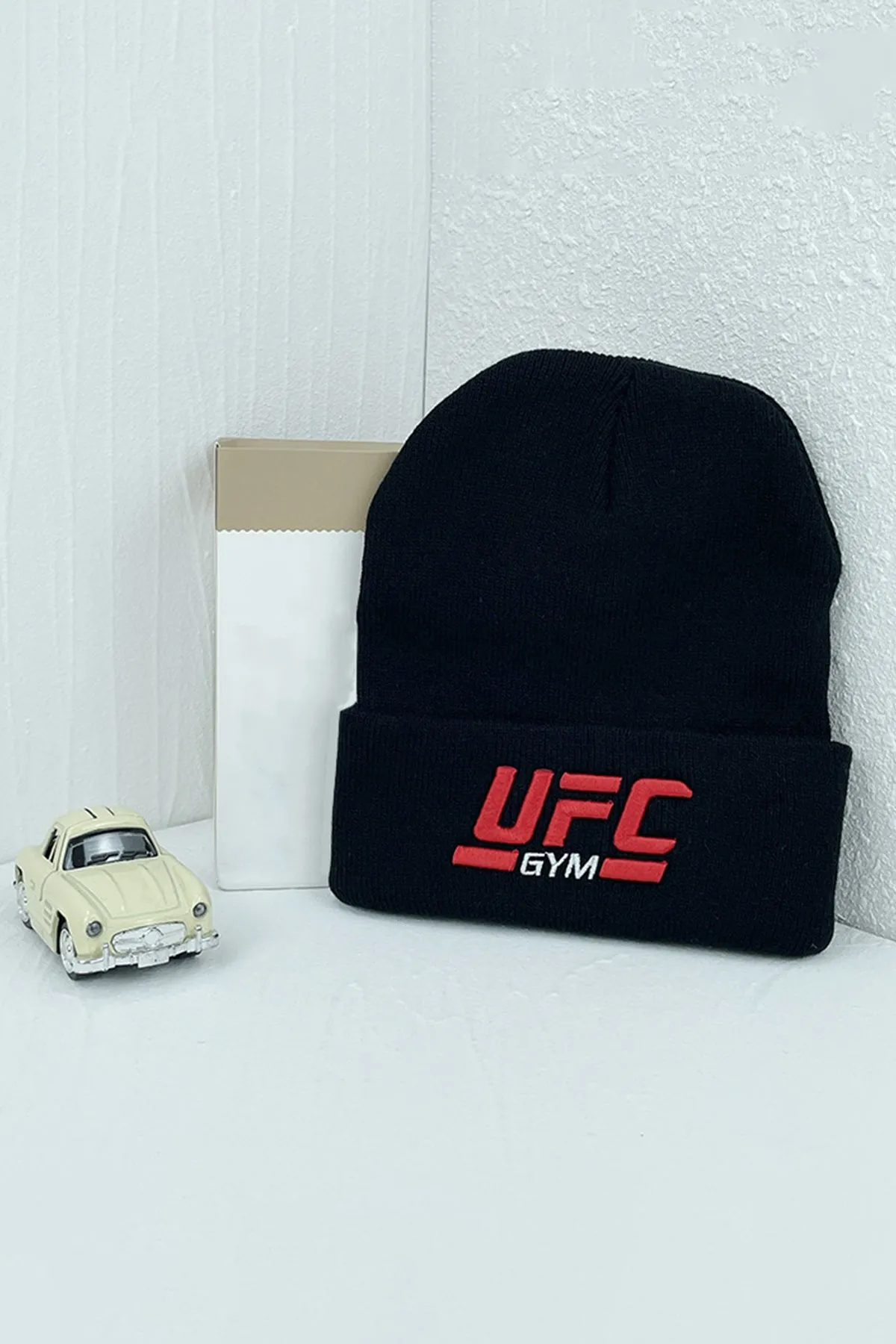 Black UFC Embroidered Knitted Beanie - W23 - UBH0024