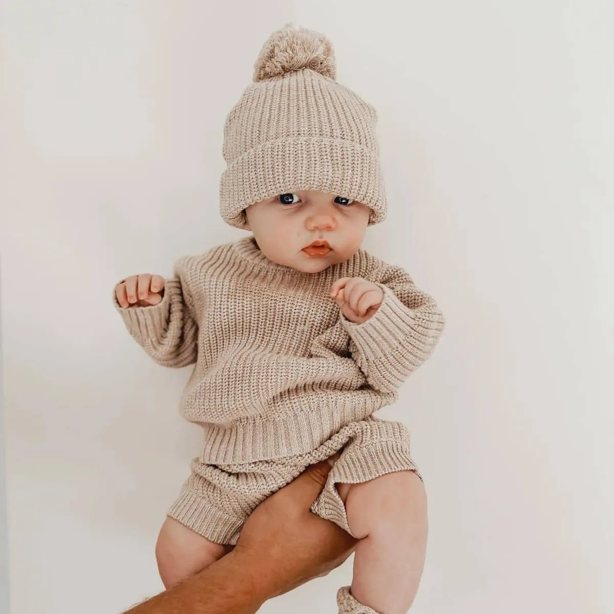 Blossom & Pear Mini Knit Beanie - Fawn