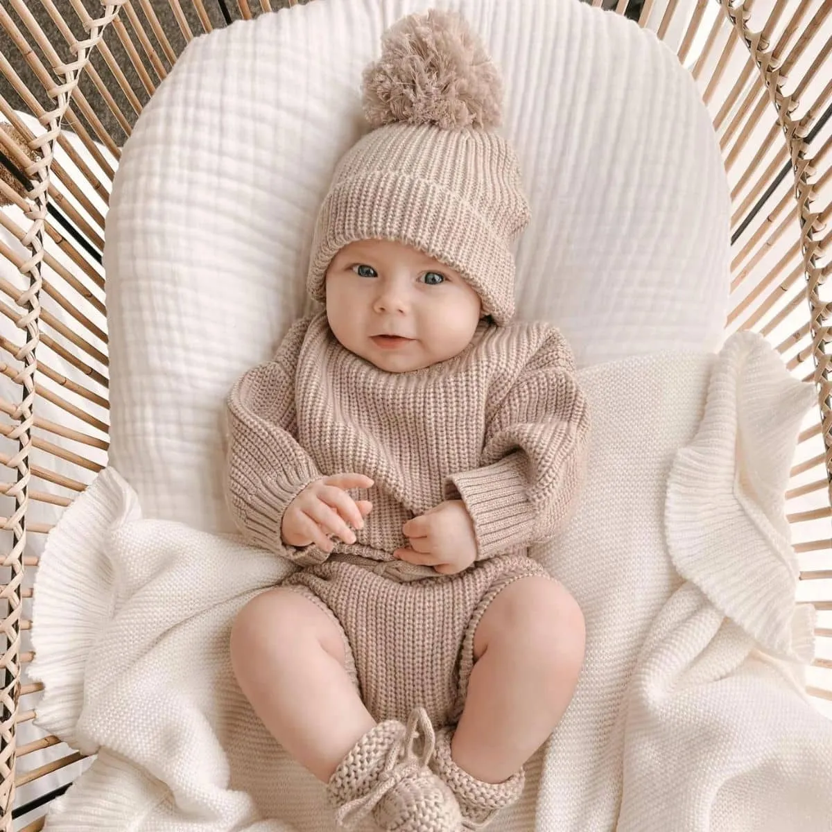 Blossom & Pear Mini Knit Beanie - Fawn