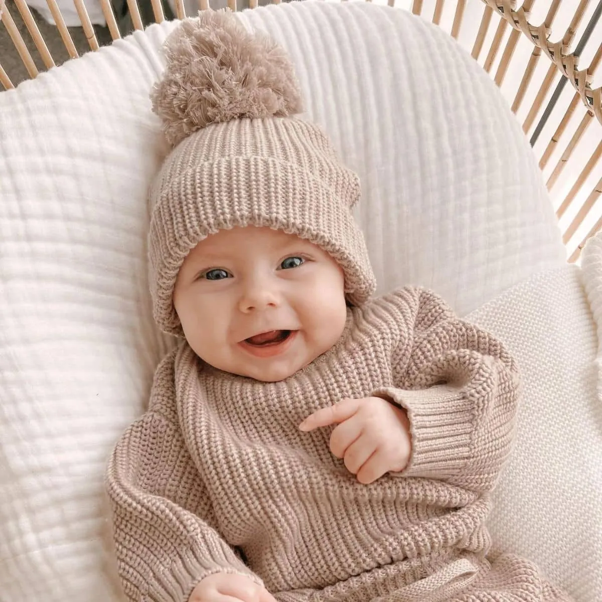 Blossom & Pear Mini Knit Beanie - Fawn