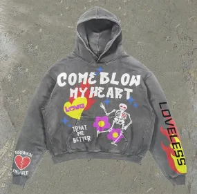 Blow My Heart Printed Casual Street Hoodie