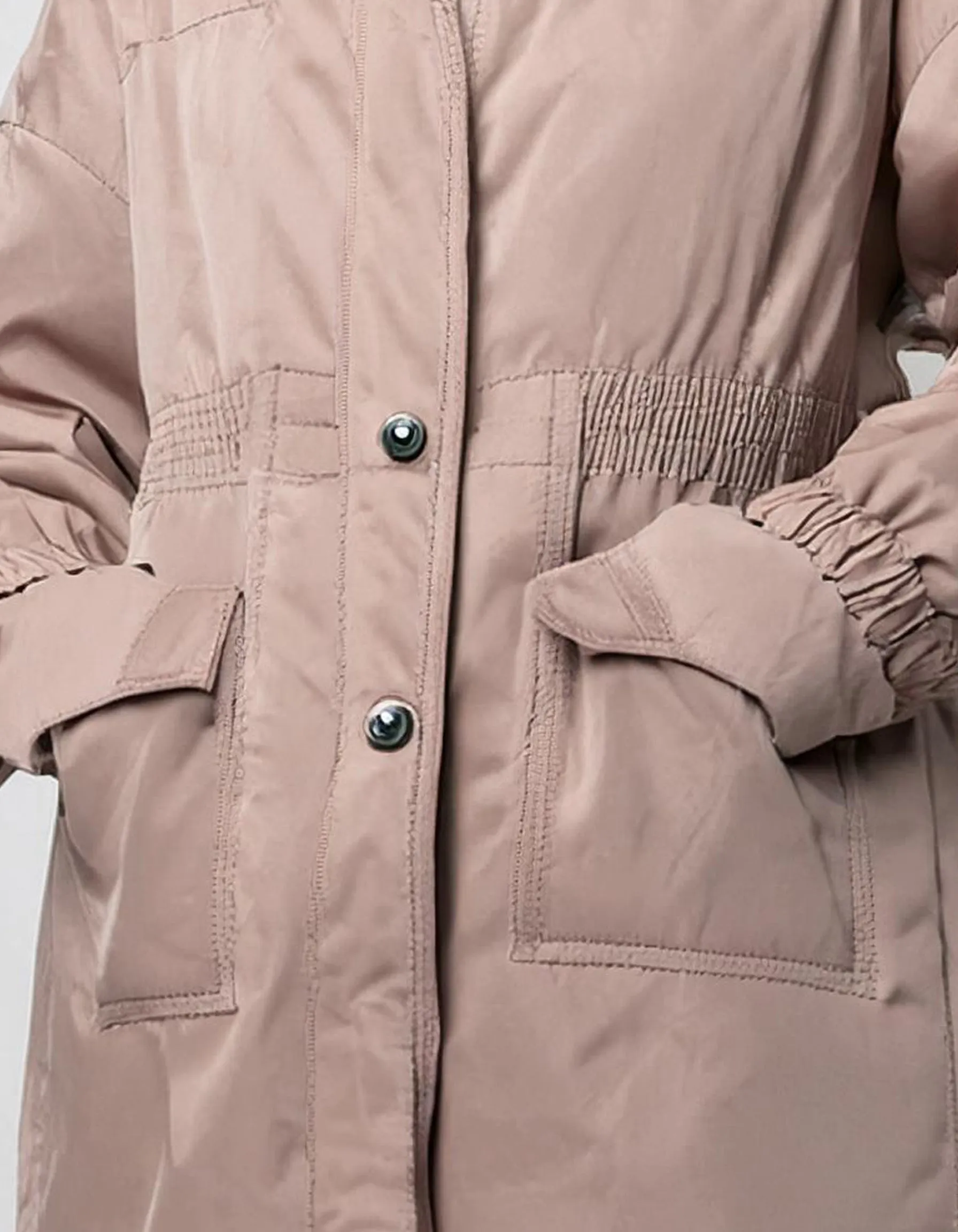 Blush Pink Long Hooded Parka with Insulation